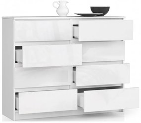 Komoda K120 8SZ CLP biela, lesk