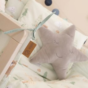 Svetlozelený bavlnený mantinel do postieľky 170 cm Woodland Buddies – Roba