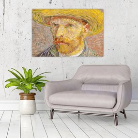 Obraz - Vincent van Gogh, Self-Portrait with a Straw Hat (The Potato Peeler), reprodukcia (90x60 cm)