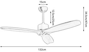 ZEVENTI - stropni ventilator CUENCA Wi‑Fi Tuya črna/hrast + daljinski upravljalnik