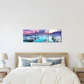 Obraz - Modrá lagúna na Islande (s hodinami) (90x30 cm)