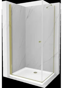 Mexen Pretoria sprchová kabína, kyvné dvere 80 x 90 cm, transparentnéné, zlatá + závesný bidet Flat - 852-080-090-50-00-4010