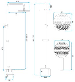 Rea Avalon, sprchová súprava s dažďovou hlavovou a ručnou hlavicou, čierna matná, REA-P8811