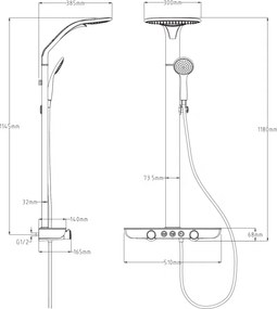 Mexen Bolt, sprchová sada s ručnou a dažďovou hlavicou, biela-zlatá, 78108-25