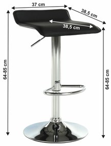 Barová stolička, ekokoža čierna/chróm, LARIA NEW