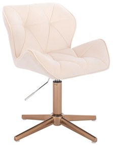 LuxuryForm DESIGN Stolička MILANO VELUR na zlatom kríži - krémová
