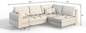 Krémovobiela rohová pohovka (pravý roh) Ariella - Ropez
