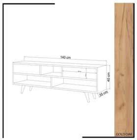 TV stolek ANGOLA 140 cm bílý/dub