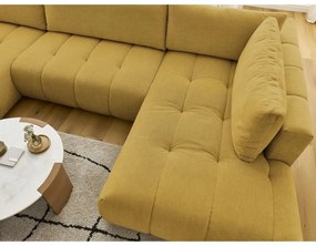 Rozkladacia/s úložným priestorom rohová pohovka v horčicovej farbe (pravý roh/do tvaru "U") Fuji – Bobochic Paris
