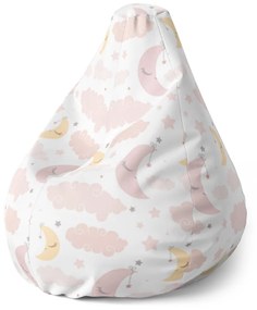 Sablio Sedací vak Pear Mesiačiky a obláčiky - 70 x 95 x 15 cm