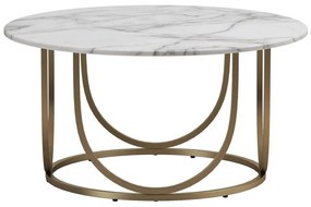 Biely/v zlatej farbe okrúhly konferenčný stolík s doskou v dekore mramoru ø 79 cm Gwyneth – CosmoLiving by Cosmopolitan