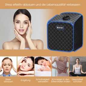 Prenosná parná sauna Spa s masážnym valcom na nohy a absorpčnou podložkou 9 nastaviteľných úrovní teploty Vnútorná kúpeľná kabína čierna Barva: Káva