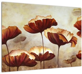 Sklenený obraz červených kvetov (70x50 cm)