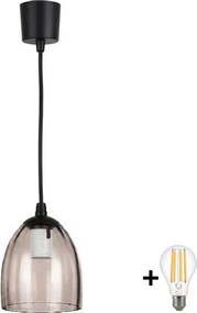 BRILAGI - LED luster na lanku R GLASS 1xE27/60W/230V pr. 17 cm čierna/dymovo-béžová