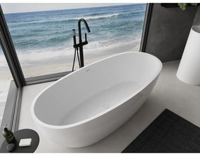 Mexen Torino, voľne stojaca vaňa z konglomerátu 155x78 cm, biela lesklá, 57271557810