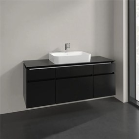 VILLEROY &amp; BOCH Legato závesná skrinka pod umývadlo na dosku (umývadlo v strede), 5 zásuviek, 1400 x 500 x 550 mm, Black Matt Lacquer, B76000PD