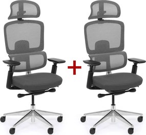 Kancelárska stolička WILMOT MF 1+1 ZADARMO, čierny rám, sivá