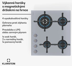 Klarstein Illuminosa 4 plynová varná doska 4-horáková Sabaf horák z nehrdzavejúcej ocele