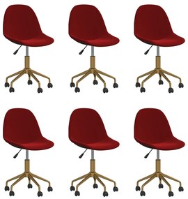 Swivel Dining Chairs 6 pcs Wine Red Velvet(3x333501) 3086111