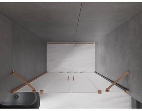 Mexen Velar Duo, posuvné sprchové dvere do otvoru 140 cm, 8mm sklo námraza, medená matná, 871-140-000-32-65