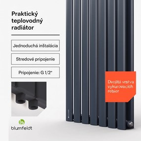 Blumfeldt Tallheo, 41 x 180, radiátor, kúpeľňový radiátor, rúrkový radiátor, 1435 W, teplovodný, 1/2