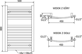 Mexen Helios, vykurovacie teleso 800x500 mm, 303 W, chrómová, W103-0800-500-00-01