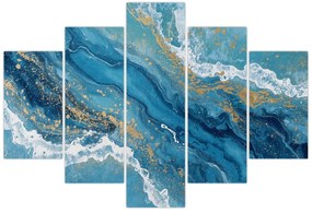Obraz - Bledomodrý mramor so zlatom II. (150x105 cm)