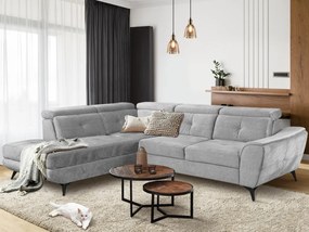 Rohová sedacia súprava Sergio, svetlo šedá látka, ľavý roh