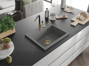 Mexen Oscar, 1-komorový granitový drez 580x490x205 mm, šedá, 6519581000-71-G