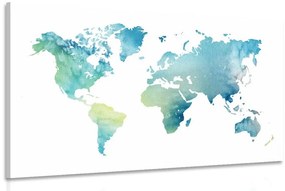 Obraz mapa sveta v akvarelovom prevedení - 60x40