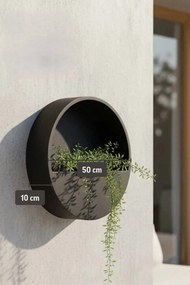 Květináč na stenu MURA, sklolaminát, Ø 50 cm, čierná