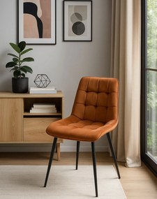 Stolička Chic Velvet škoricová – čierne nohy