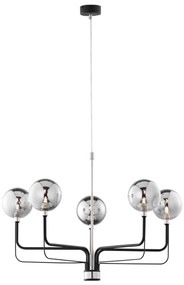 Jupiter 1888 - Luster na lanku ERIS 5xG9/14W/230V matný chróm/čierna/dymová sivá