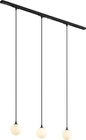 Modern railsysteem zwart met 3 hanglampen wit 1-fase - Iconic Perle