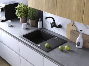 Kuchinox Celebes, 1-komorový granitový drez 650x440x185mm s krátkym odkvapkávačom, čierna, LAV-SBL_713T