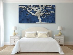 Obraz abstraktný strom na dreve s modrým kontrastom Varianta: 100x50