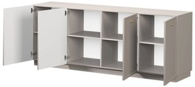 Komoda Lorini 200 cm na sokli - kašmírová / zlaté úchytky G