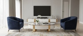TV stolek Stilig ST922 200 cm bílý/zlatý/mramor