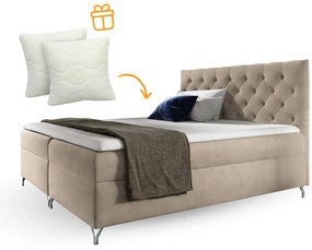 Wilsondo Čalúnená boxspring manželská posteľ s matracom Guliette 140x200 - béžová