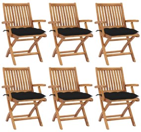 Skladacie záhradné stoličky s podložkami 6 ks tíkový masív 3072773