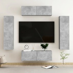 4-dielna súprava TV skriniek betónovo-sivá drevotrieska 3079087