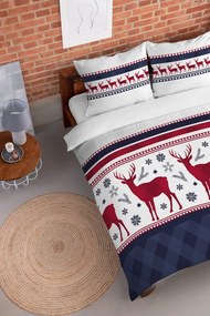 Flanelové posteľné obliečky modré s vianočným motívom Velikost: 160x200 cm | 2 x 70x80 cm