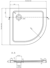 Mexen Rio, štvrťkruhový sprchovací kút s posuvnými dverami 90 x 90 cm, 6mm sklo námraza, chrómový profil + biela sprchová vanička, 863-090-090-01-30-4110