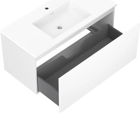 Mexen Orio, kúpeľňová skrinka 100 cm s umývadlom Otis, 1 zásuvka, biela matná, 91A10-10047-1-BF01-W18M01