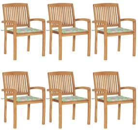 Stohovateľné záhradné stoličky s podložkami 6 ks tíkový masív 3073237