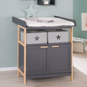 Antracitovosivá nízka detská komoda s prebaľovacím pultom 87x75 cm Berlin – Roba