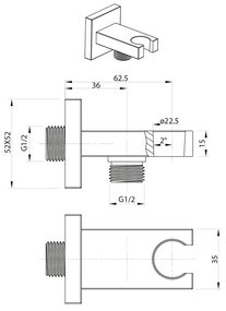 Mosadzný diel na pripojenie sprchy v lesklo striebornej farbe – Sapho