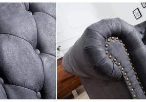 Sedacia súprava 37391 Chesterfield 3-sedenie Antik šedá - Komfort-nábytok