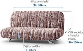 Bielastické poťahy OCEANO NOVÉ hnedo-vínové dvojkreslo s drevenými rúčkami (š. 80 -140 cm)