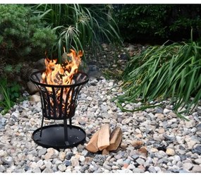 Prenosné ohnisko na drevo s roštom čierna